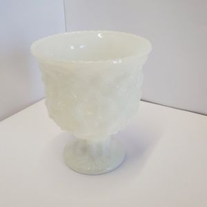 Vintage Milk glass Pedestal Urn/planter dish
